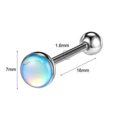 ZS 1Piece 14G Oil Luminescence Tongue Piercing Rings Stainless Steel Tongue Stud Skull Star Studs Earrings BCR Piercings Jewelry Good Vibrations Adult Super Store