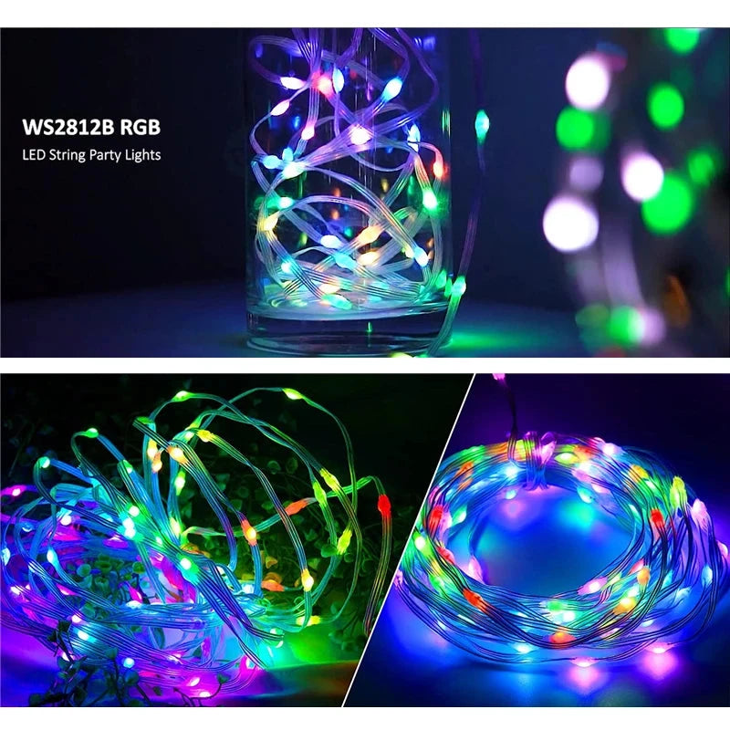 Christmas Tree Lights Outdoor Indoor, 100LED 10M WS2812B RGBIC Lights, String Lights IP65 Waterproof Bluetooth Fairy LED String Good Vibrations