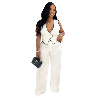 2 Piece Women Sets 2025 Summer Autumn New Arrival Matching Sets Black Color Two Pieces Sets Top Pants Suits Outfits Clothing Good Vibrations