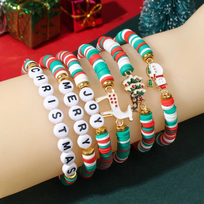 Christmas Necklaces for Women Girls Handmade Rice Beads X'mas Tree Santa Claus Snowman Gift Necklace Pendant New Year Jewelry Good Vibrations
