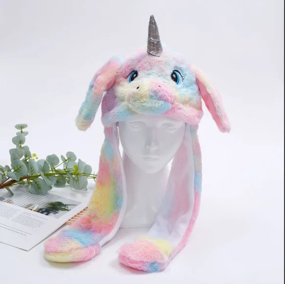 Hats For Autumn And Winter Warm Accessories Toys For Children Internet Celebrities Cute Rainbow Horses Small Rabbits Ears Hats Good Vibrations