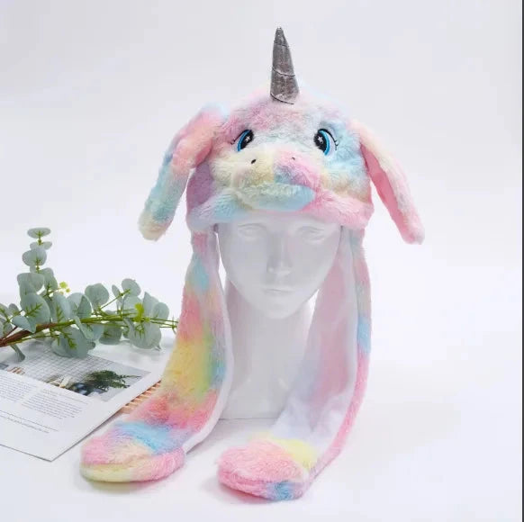 Hats For Autumn And Winter Warm Accessories Toys For Children Internet Celebrities Cute Rainbow Horses Small Rabbits Ears Hats Good Vibrations