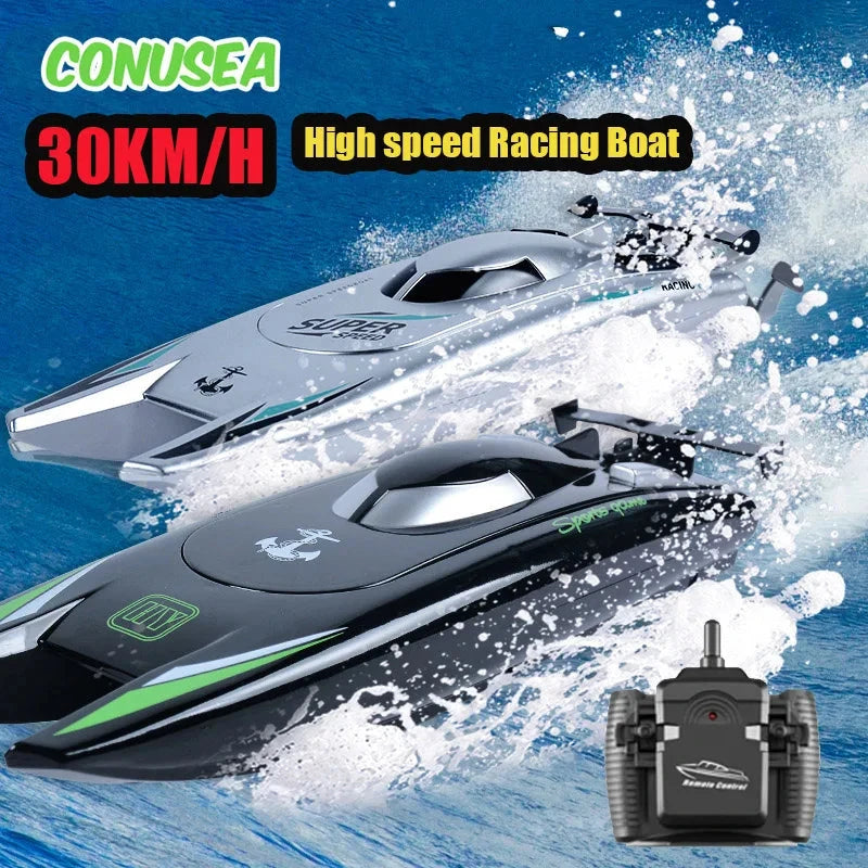 30Km/h Racing Boat 2.4G Radio controlled Rc Boat High Speed Speedboat 20Mins 2Ch Dual Motor Waterproof  Ship Boys Christmas gift Good Vibrations
