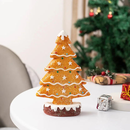 Festive Resin Gingerbread Christmas Tree Figurine, Holiday Tabletop Centerpiece Decor for Home Christmas Atmosphere Good Vibrations