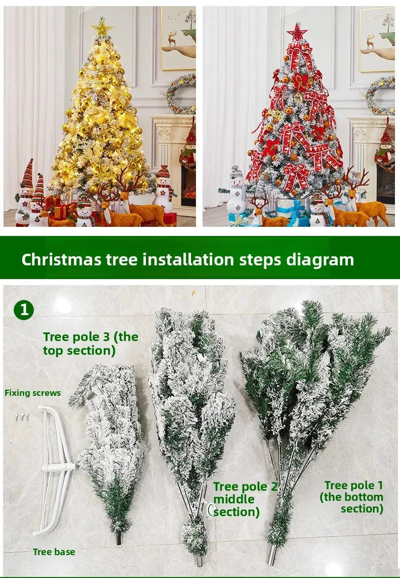 White Flocked PVC Christmas Tree Realistic Snow Effect Artificial Pine Xmas Tree for Shop Window Display Decoration Good Vibrations