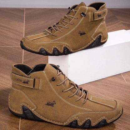 Boots for Men Casual High Top Sneakers Soft Sole Fashion Mens Slip-On Leather Driving Walking Shoes Comfort Luxury Ankle Boots Good Vibrations