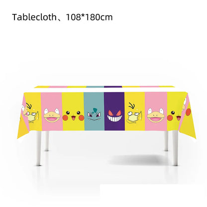 Pokemon Birthday Party Disposable Party Plates Pikachu Theme Tablecloth Character Balloon Birthday Decoration Baby Shower Suppli Good Vibrations