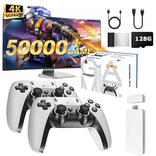 4K TV Game Stick M15 Video Game Console Built-in 40000+/50000 Games 128G Handheld Game Player Wireless Controller Retro Gamepad Good Vibrations