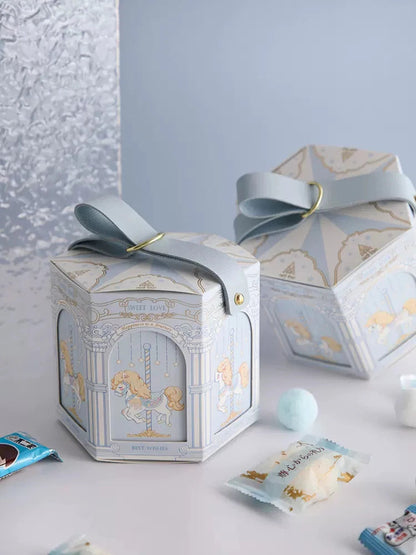 Gift Distribution Box,Carousel Horses,Candy Box Packaging for Baby Shower,Wedding, Birthday,Happy Circus Theme Party Decoration Good Vibrations