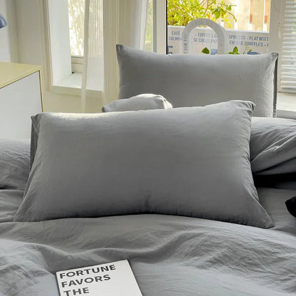 Solid Cotton Bedding Set For Boys with Sheet Duvet Cover Pillowcase Single Couple Bedsheet King Queen Double Twin Size Bed Linen Good Vibrations