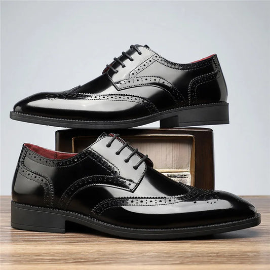 Fashion New Men's Pointed Green White Casual Brogues Oxford Shoes Male Wedding Dress Homecoming  Formal Wedding Formal Footwear