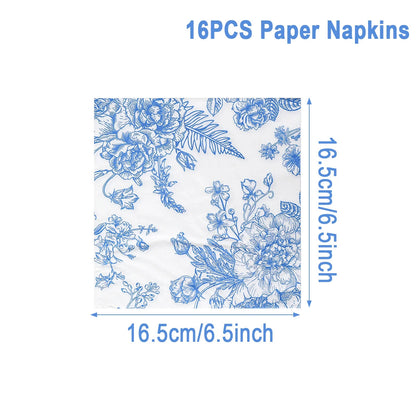 Blue Floral Disposable Tableware Paper Plate Birthday Party Decor Kids Boy Wedding Birthday Party Supplies Favors Baby Shower Good Vibrations