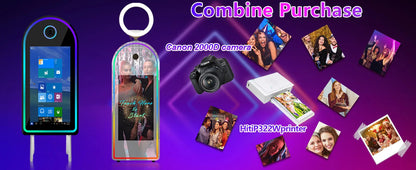 Selfie 45 Inch Photobooth with 32 Inch Mirror Touch Screen Photo Booth Magic Mirror Booth Machine for Weddings Parties Events Good Vibrations