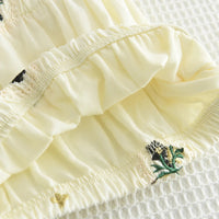 Summer Girls Outfit 2-6Y Kids  Embroidered Camisole + Short Skirt 2 Pieces Sets   Adorable Good Vibrations