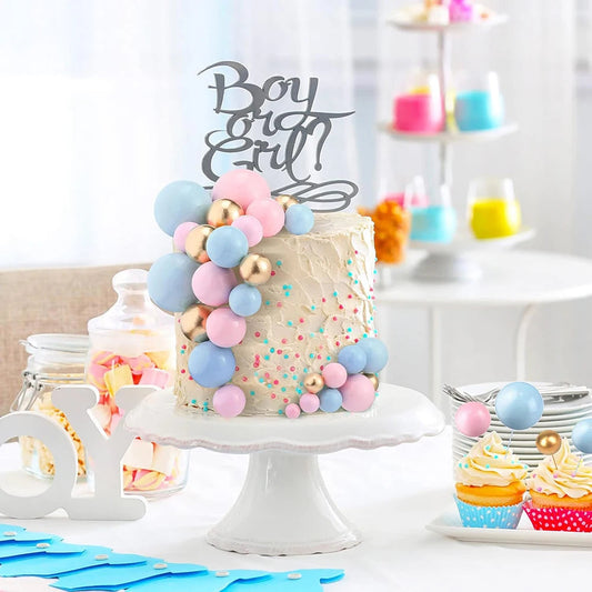 20Pcs Balls Cake Topper Pink Blue Gold Cake Balls Baking Decoration Birthday Wedding Anniversary Cake Picks Insert Toppers Decor Good Vibrations