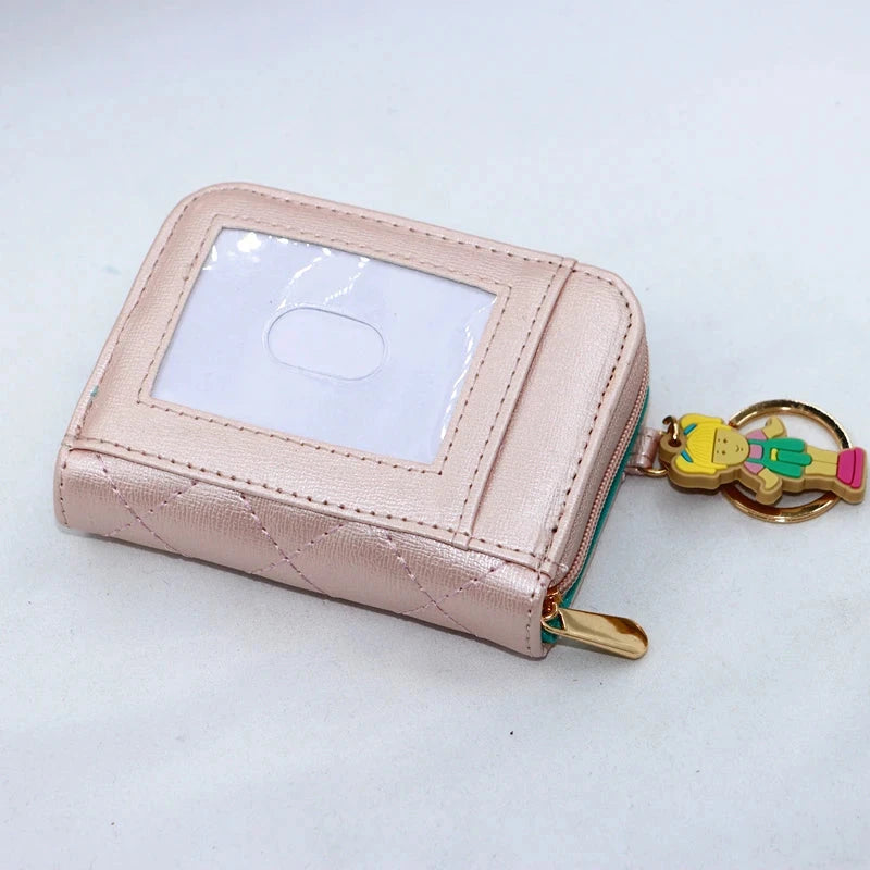 Cute Dolls Walle PU cute cartoon student zipper handbag multi-card folding daily pocket walle Good Vibrations