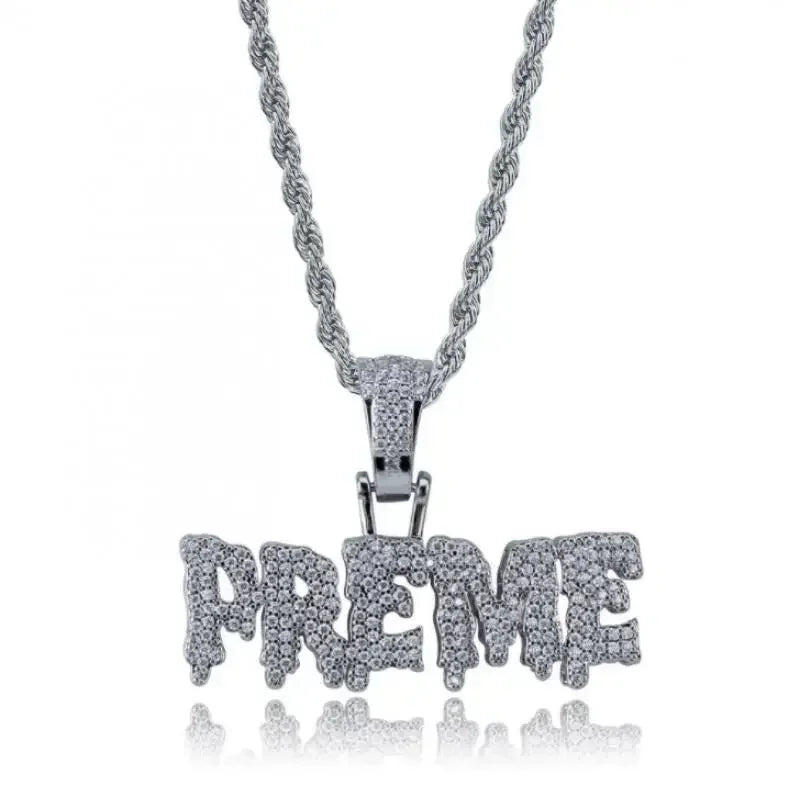 Hip Hop Ice Out Square Crystal S-A-V-A-G-E Letter Pendant Necklace for Men and Women Street One Last Party Trendy Jewelry Gift Good Vibrations