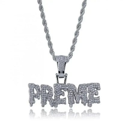 Hip Hop Ice Out Square Crystal S-A-V-A-G-E Letter Pendant Necklace for Men and Women Street One Last Party Trendy Jewelry Gift Good Vibrations
