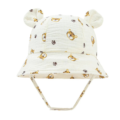 Hot Sell Soft Cotton Baby Bucket Hat Cute Ear Baby Girl Boys Hat Summer Autumn Kids Sun Panama Hat Outdoor Caps For 3-12 Months Good Vibrations