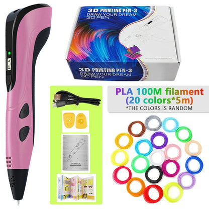 3d Pen for kids Creatived Toy DIY 3D Printing Pen Type-C Rechargeable 3D Pens Set with 200M PLA Filament for Children Gift Good Vibrations