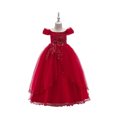 Kids Bridesmaid Dress For Girls Long Lace Wedding Prom Gown Flower Girl Party Dresses Children Formal Evening Clothes