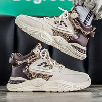 Platform Walking Sneaker Breathable Anti Slip Tennis Shoes Fashion High Top Men Board Shoes Leather Lightweight Men Casual Shoes Good Vibrations