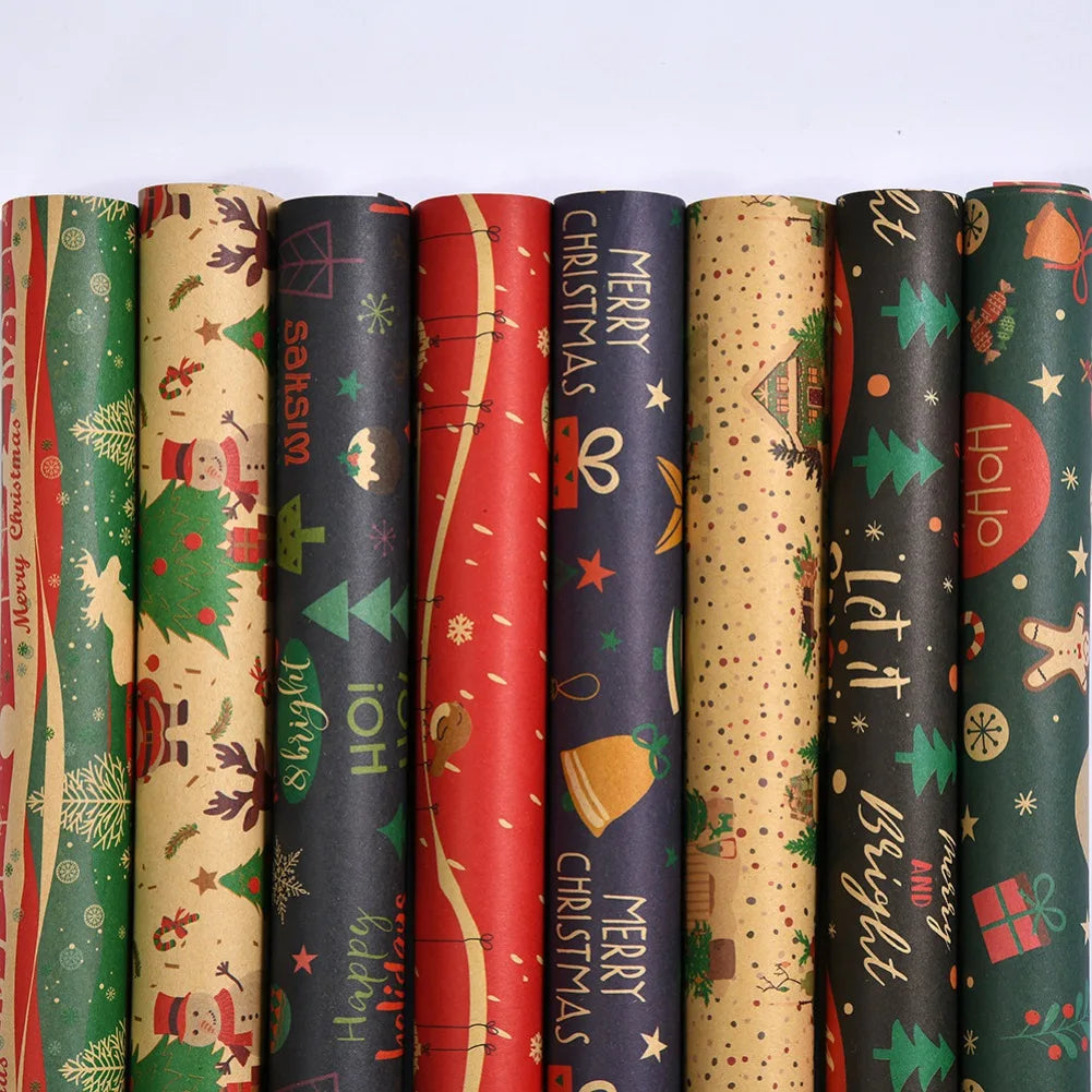 Christmas Gift Wrapping Paper Flower Bouquet Packing Kraft Paper DIY Crafts Paper Christmas New Year Party Packaging Decoration Good Vibrations