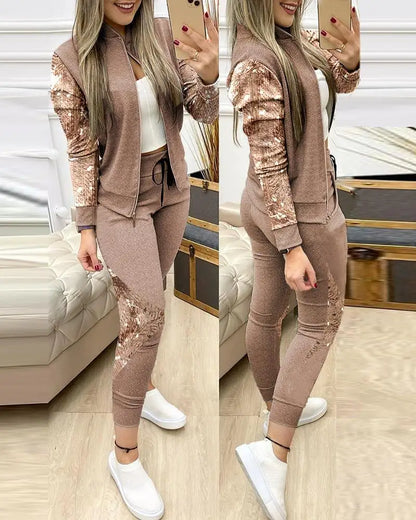 Ladies Commuter Wear Notched Collar Long-Sleeve Suit Jacket Casual Pants Elegant Office Work Clothes 2023 Fashion Two-Piece Set Good Vibrations