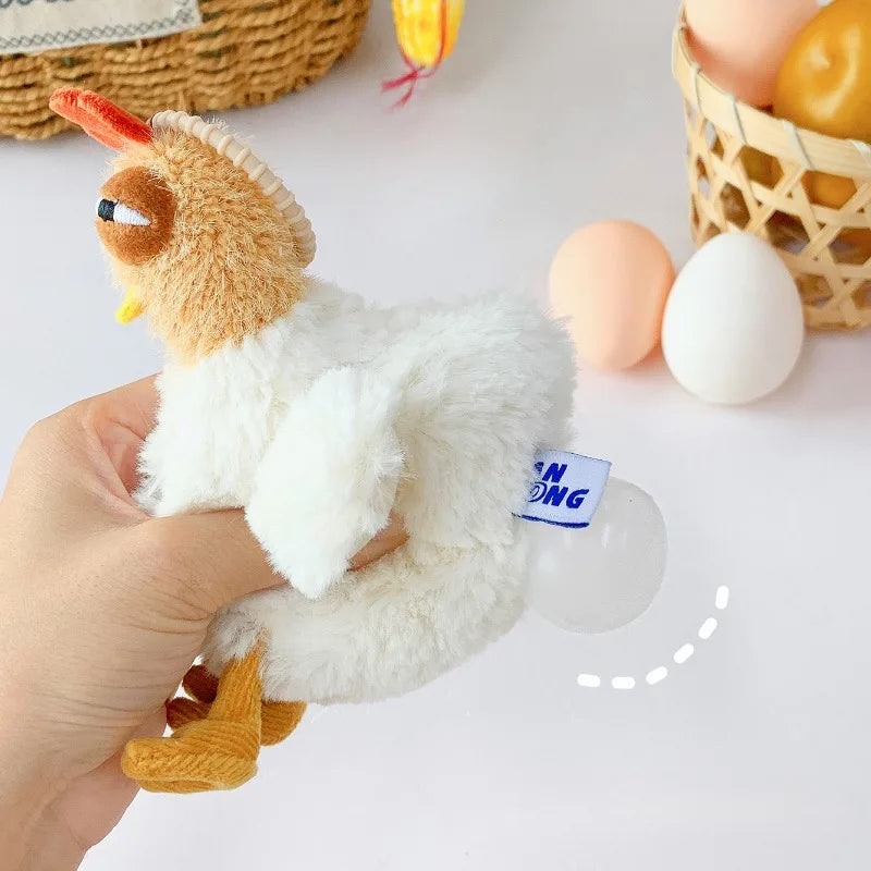 Fur Chicken Plush Bag Ugly Hen Shape Handbag Funny Kawaii Chicken Pendant Keychain Doll Satchel Purse for Women Birthday Gifts Good Vibrations