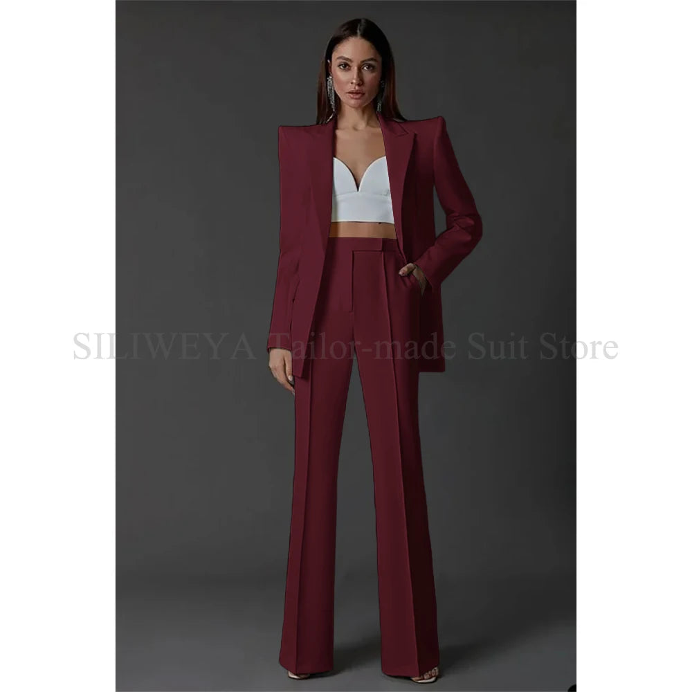 Vintage Women Wedding Suits Set 2 Pcs Blazer+Pants Formal Pantsuit Business Office Slim Fit  Peaky Blinders Takım Elbise Good Vibrations