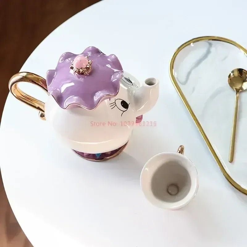 Disney Teapot Cute Cartoon Beauty And The Beast Coffee Pots Mug Mrs Potts Chip Cup Tea Cup Pots One Tea Set Droshipping Desk Gif Good Vibrations Adult Super Store