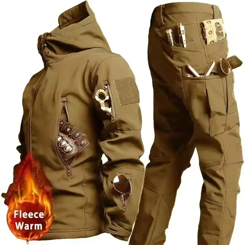Winter Autumn Fleece Men Jacket Tactical Waterproof Suit Outdoor Fishing Hiking Camping Tracksuits Coat Thermal Suit Good Vibrations