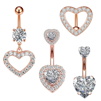 3-5pcs/Lot Belly Button Ring Sets Heart Butterfly Flower Dangled Belly Piercing Nombril 14G Curved Navel Rings Jewelry for Women Good Vibrations Adult Super Store