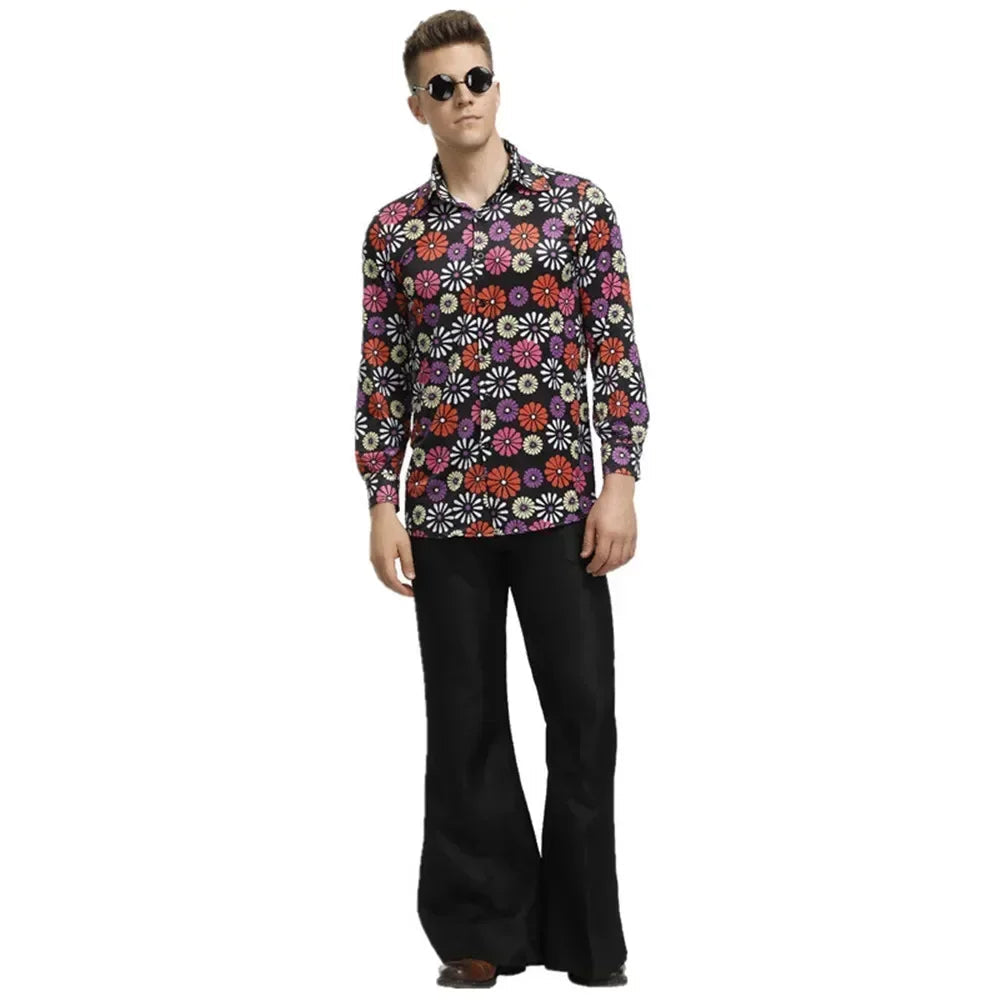 Halloween Cosplay Costumes 70s 80s Disco Couple Costume  Vintage Hippies Costume Men Women Music Festival Party Fancy Dress Good Vibrations