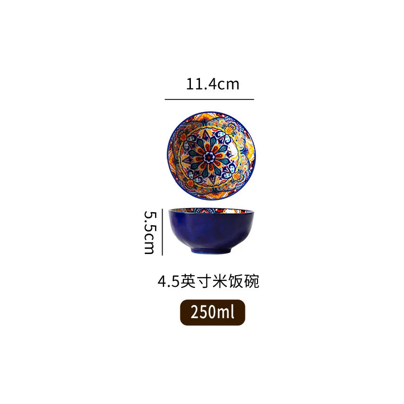 Ceramic Tableware Set Rice Bowl Serving Plate Creative Cutlery Soup Plate Noodle Handle Bowl Sauce Dish Steak Salad Fruit Plate Good Vibrations