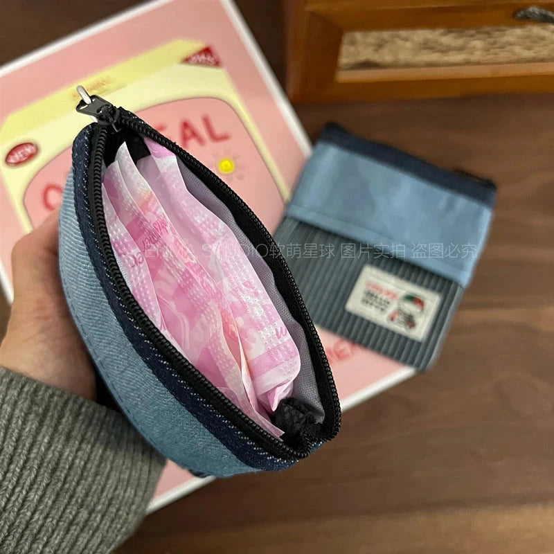 Sanrio Hello Kitty Cartoon Cowboy Pocket Bag Creative Anime Periphery Cosmetics Storage Cute and portable holiday gift for Girl Good Vibrations