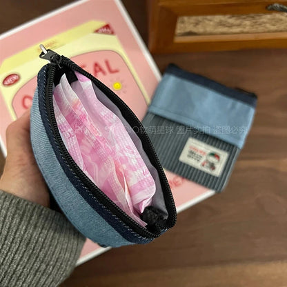 Sanrio Hello Kitty Cartoon Cowboy Pocket Bag Creative Anime Periphery Cosmetics Storage Cute and portable holiday gift for Girl Good Vibrations