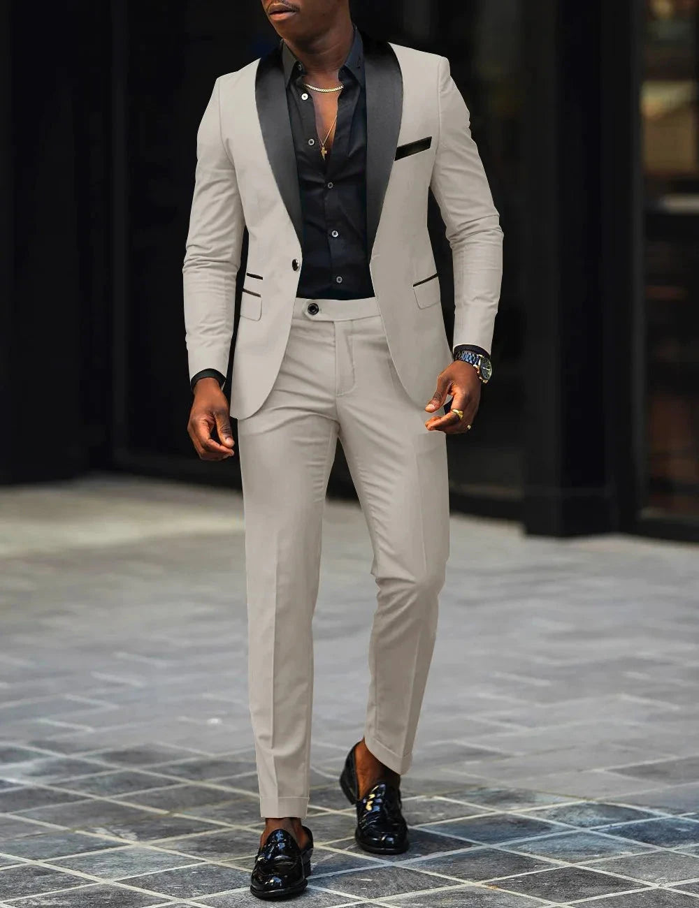 Men's New Fashion Business Casual Two-piece, Comfortable and Breathable Slim-fit Side Slit Single-button Suit Jacket+trousers Good Vibrations