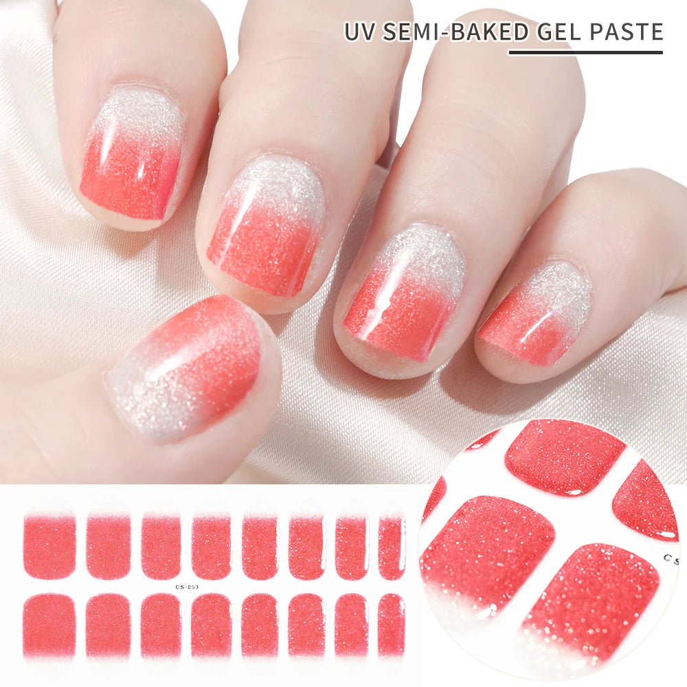 UV Semi-Cured Gel Nail Wraps Stickers Strips French Long Lasting Full Cover LED Gel Semi Cured Nail Sliders For Nail Extension & Good Vibrations