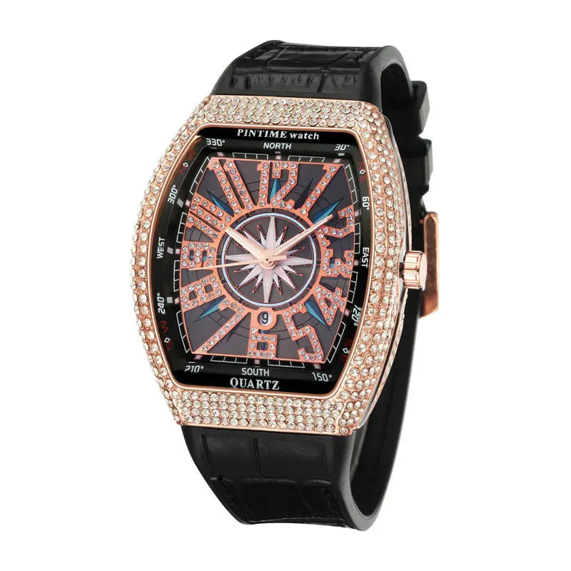 Fashion Mens Watches Men Wristwatches Automatic Quartz Man Clock Male Luxury Reloj Diamond Big Large Arabic Numeral Dial Watch Good Vibrations