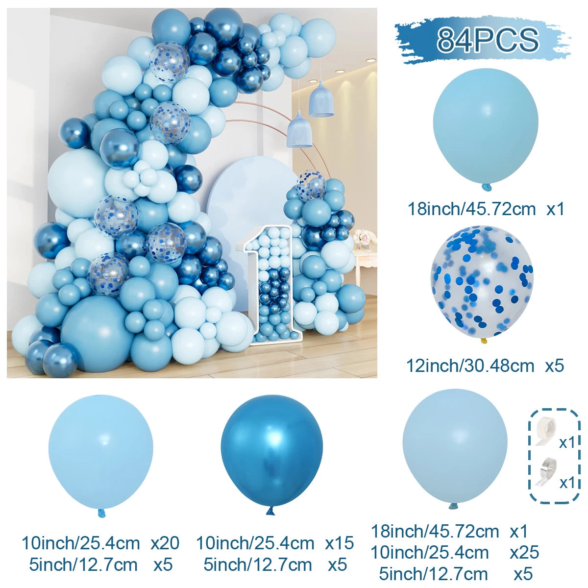 Blue Balloon Garland Arch Kit Macaron Light Blue Balloon Wedding Boy Baby Shower Ocean Birthday Party Decoration Kids Ballons Good Vibrations