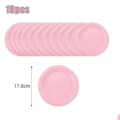 Solid Color Party Set Light Pink Tableware Paper Cup Paper Plate Tablecloth Wedding Birthday Bride Party Supplies Decorations Good Vibrations
