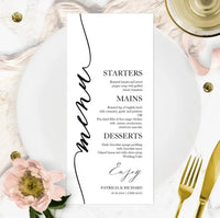 Customizable Wedding Menu, Personalized Wedding Menu, Green leaves and Flowers Menu Cards for Wedding, Custom Wedding Table Menu Good Vibrations