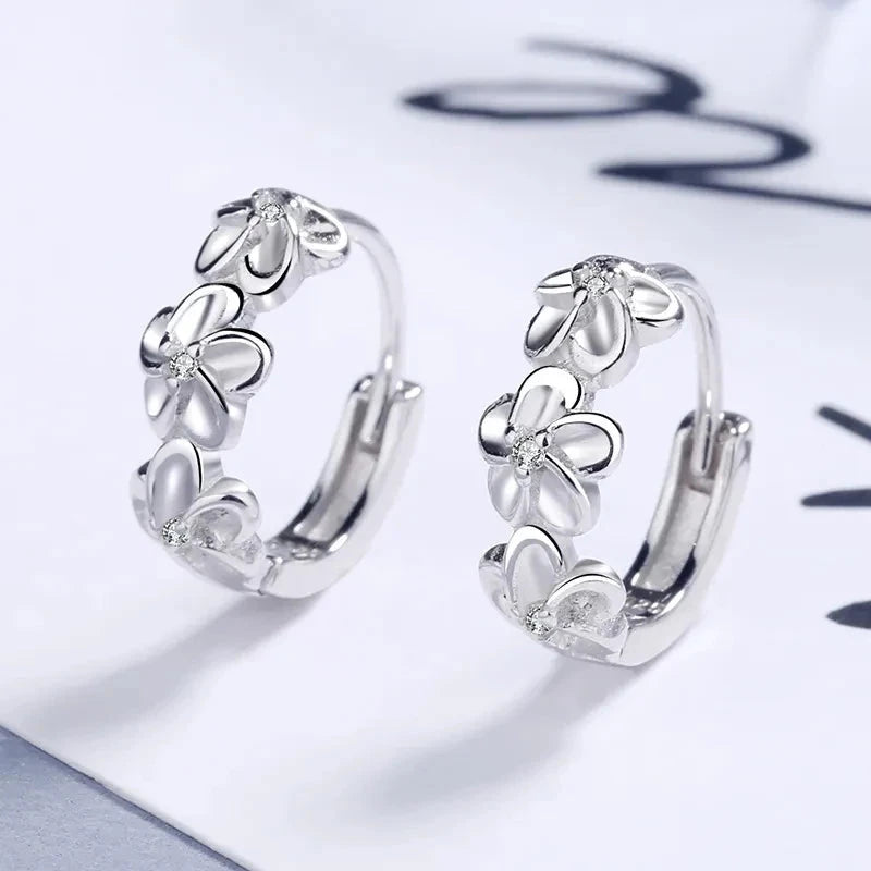 Top Sale 925 Sterling Silver Needle Earrings for Women's Wedding Fashion High Quality Jewelry Crystal Zircon Flower Cute Stud Good Vibrations