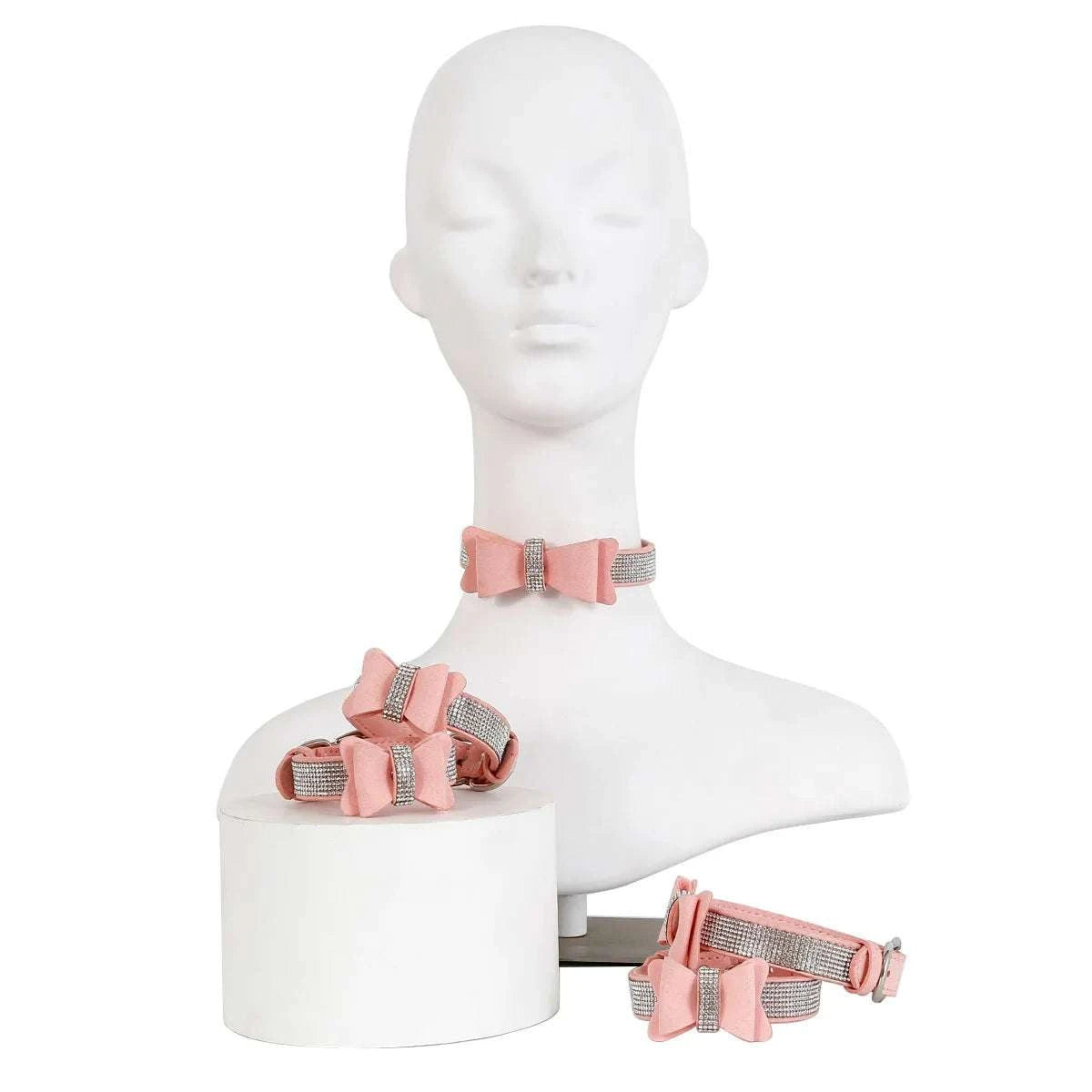 3PcsSet Pink Bondage Kit Restraints Set Rhinestone Bow GOOD Vibrations