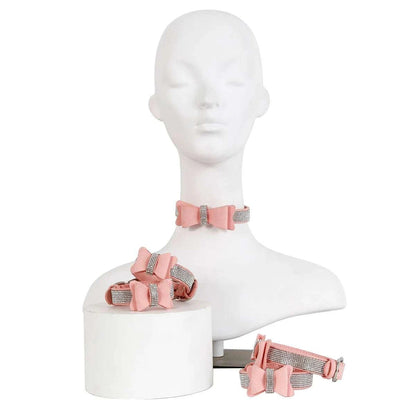 3PcsSet Pink Bondage Kit Restraints Set Rhinestone Bow GOOD Vibrations