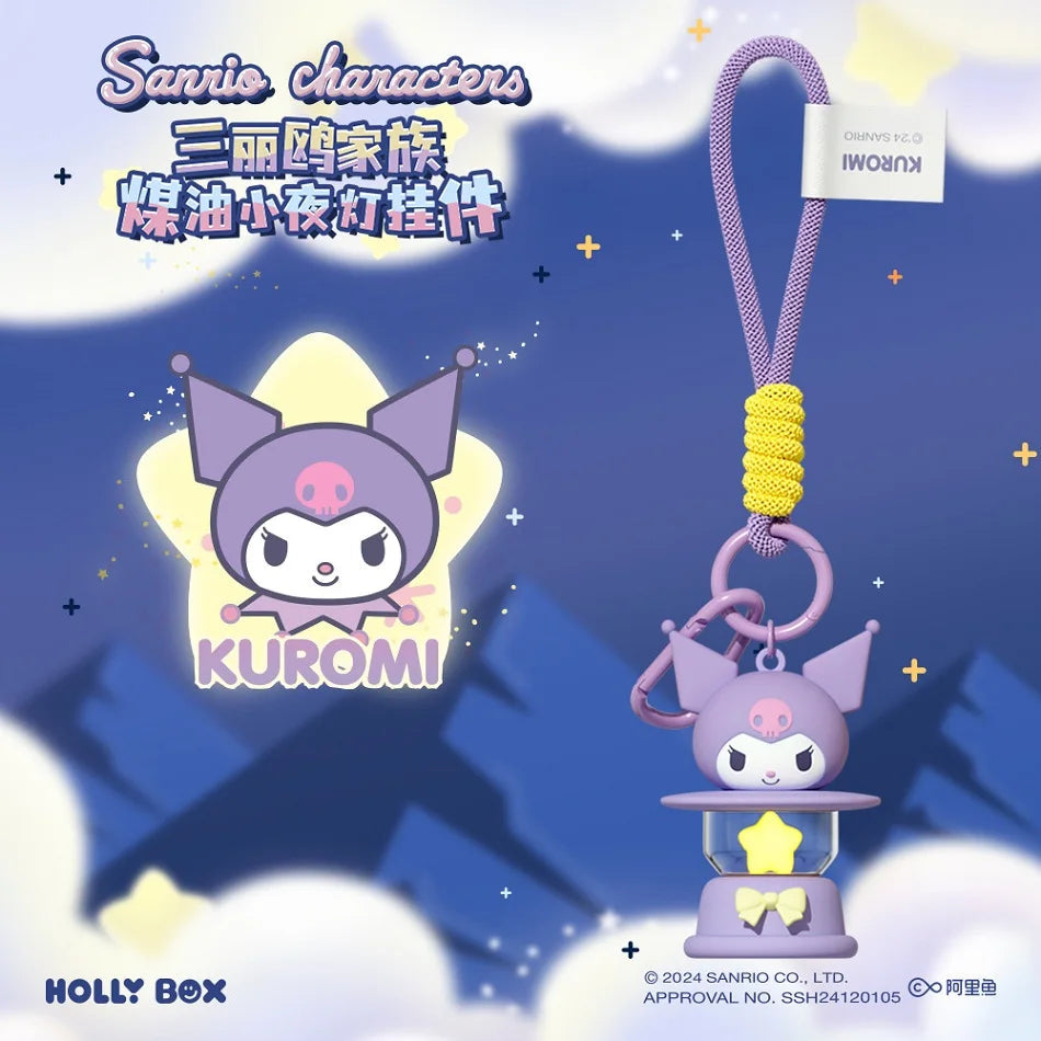 New Sanrio Night Light Pendant Toys Anime Kuromi Pochacco Cinnamoroll Melody Keychain Ornaments For Kids Christmas Present Good Vibrations