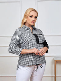 Womens plus size woven lapel shirt belongs to the category of womens clothing Good Vibrations