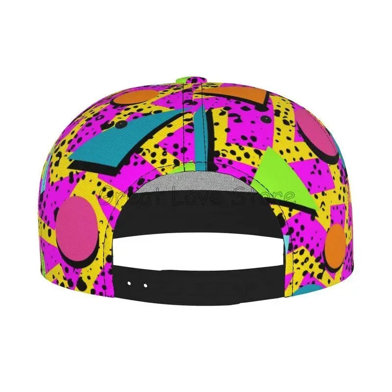 Retro 80s 90s Flat Bill Hat Unisex Snapback Baseball Cap Hip Hop Style Flat Visor Blank Adjustable Black Good Vibrations