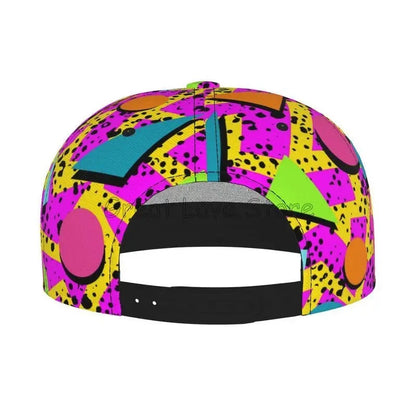 Retro 80s 90s Flat Bill Hat Unisex Snapback Baseball Cap Hip Hop Style Flat Visor Blank Adjustable Black Good Vibrations